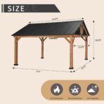 JOYSIDE 15 ft. x 13 ft. Solid Cedar Wood Outdoor Patio Hardtop Gazebo - Image 4