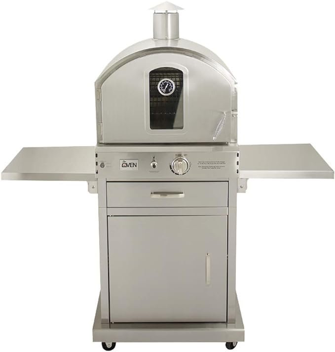 Summerset 'The Oven' Outdoor Freestanding Large Capacity Gas Oven with Pizza Stone, Smoker Box and Mobile Cart, 304 Stainless Steel Construction, Natural Gas