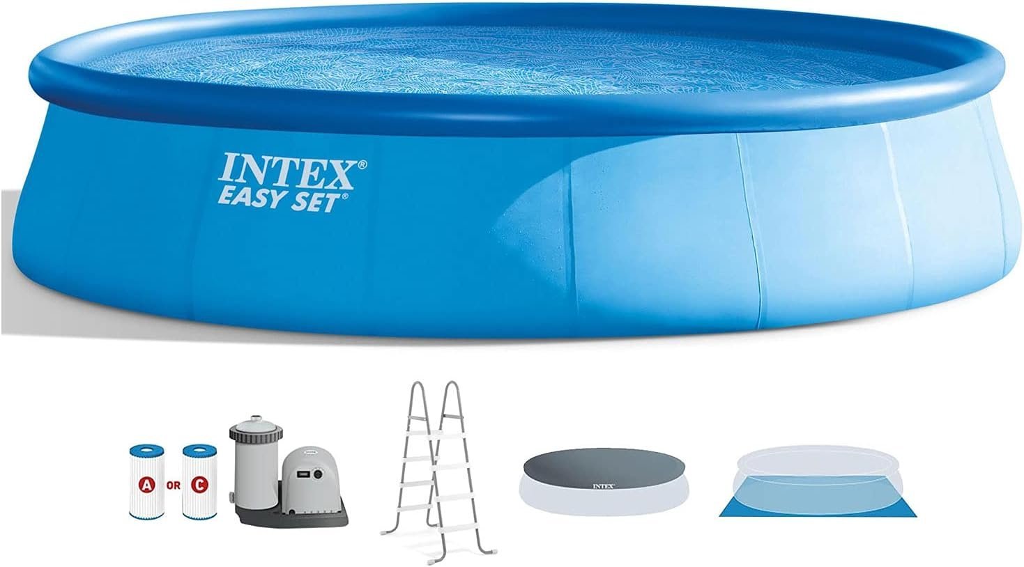 Intex 18' x 48" Inflatable Above Ground Swimming Pool with Ladder, Pump