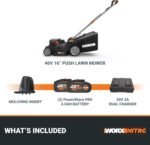 WORX Nitro 40V 16" Cordless Lawn Mower w/Brushless Motor 2.0 & Intellicut - Image 2