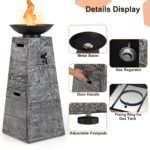 Costway 48 Inch Propane Fire Bowl Column with Lava Rocks and PVC Cover - Image 5