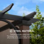 Sunjoy 11 x 11 ft Metal Pergola with Adjustable Tan Garden Shade - Image 5