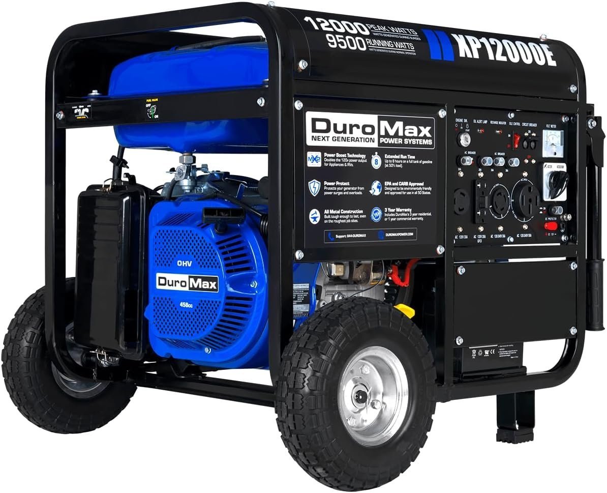 DuroMax XP13000EH 13,000-Watt Dual Fuel Portable Generator – Gas & Propane, Electric Start