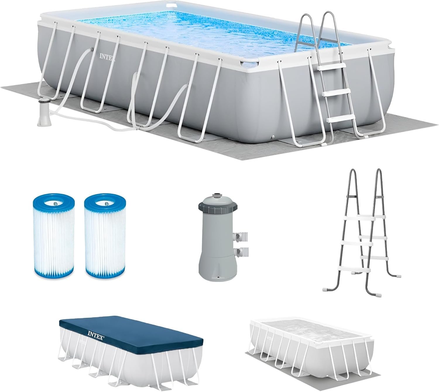 Intex Prism Frame 16' x 8' x 42' Rectangular Above Ground Pool Set