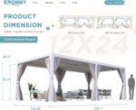 EROMMY 12'x24' Outdoor Louvered Pergola Gazebo - Image 6