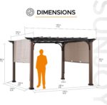 Sunjoy 11 x 11 ft Metal Pergola with Adjustable Tan Garden Shade - Image 3