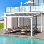 Aecojoy 12 ft x 12 ft White Aluminum Pergola with Canopy - Image 6