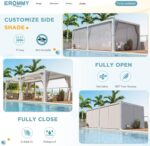 Erommy Outdoor Louvered Pergola Gazebo with Adjustable Aluminum Rainproof Roof - Image 4