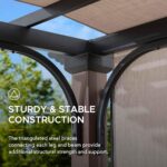 Sunjoy 11 x 11 ft Metal Pergola with Adjustable Tan Garden Shade - Image 6