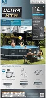 Intex Ultra XTR Frame 14' x 42" Round Above Ground Outdoor Swimming Pool Set with Sand Filter Pump, Ladder, Ground Cloth, and Pool Cover - Image 7