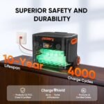 Jackery Solar Generator 4000 Kit, Explorer 2000 Plus and 1X PackPlus E2000 Plus Expandable Battery with 2X200W Solar Panel, 4085 Wh LiFePO4, 3000W Output for Outdoor RV Camping & Home Emergency - Image 7