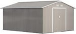 Outsunny 11' x 13' Outdoor Storage Shed, Garden Tool Metal Shed with Foundation Kit, Double Lockable Door, Air Vents and Sloping Roof, for Backyard, Patio, Lawn, Light Gray