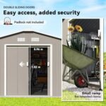 Outsunny 11' x 13' Outdoor Storage Shed, Garden Tool Metal Shed with Foundation Kit, Double Lockable Door, Air Vents and Sloping Roof, for Backyard, Patio, Lawn, Light Gray - Image 2