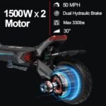 NANROBOT Electric Scooter Adults 50mph Dual Motor Electric Scooter with Suspension 80Miles Range Fast Sports Escooter Folding 10" Off Road Tires 330LBS Max Load Complies with UL2272 Certification - Image 3