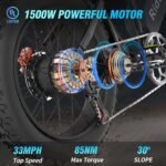 Ridstar Electric Bike for Adults 1500w 33mph,48v 20ah Electric Bicycle,20" Fat Tire,7-Speed Mountain Bike Ul2849 - Image 6