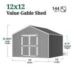 Little Cottage Co. Pre-Cut 12x12 Value Gable Shed Kit - Image 6