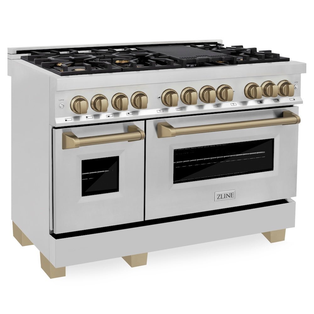 ZLINE Autograph Edition 48" 6.0 cu. ft. Dual Fuel Range with Gas Stove and Electric Oven Stainless Steel Accents
